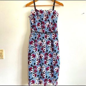 Adelyn Rae Harlow lace sheath blue floral dress XS